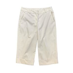 St John Collection Capri Women 2 White Cuffed Zip Fly Pockets Flat Front Pants
